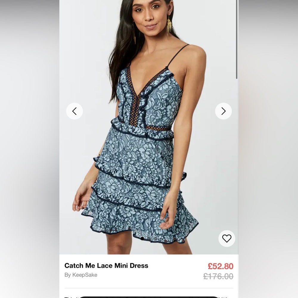 Keepsake Blue Lace Mini Dress size M